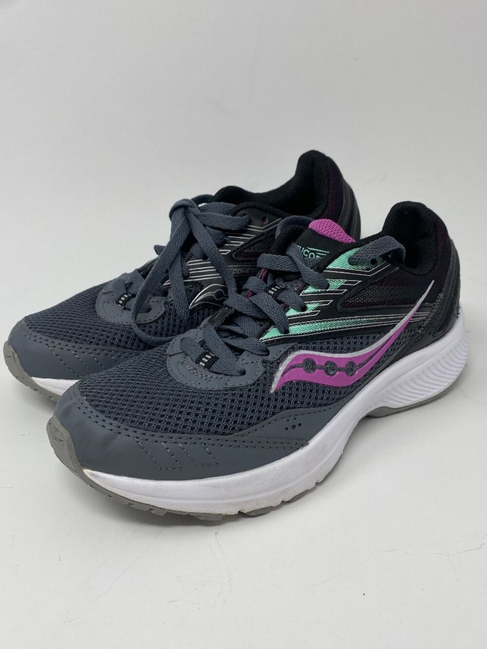 Saucony Cohesion 15 Womens Running Shoes Size 6 Shadow Razzle Gray Purple S10701